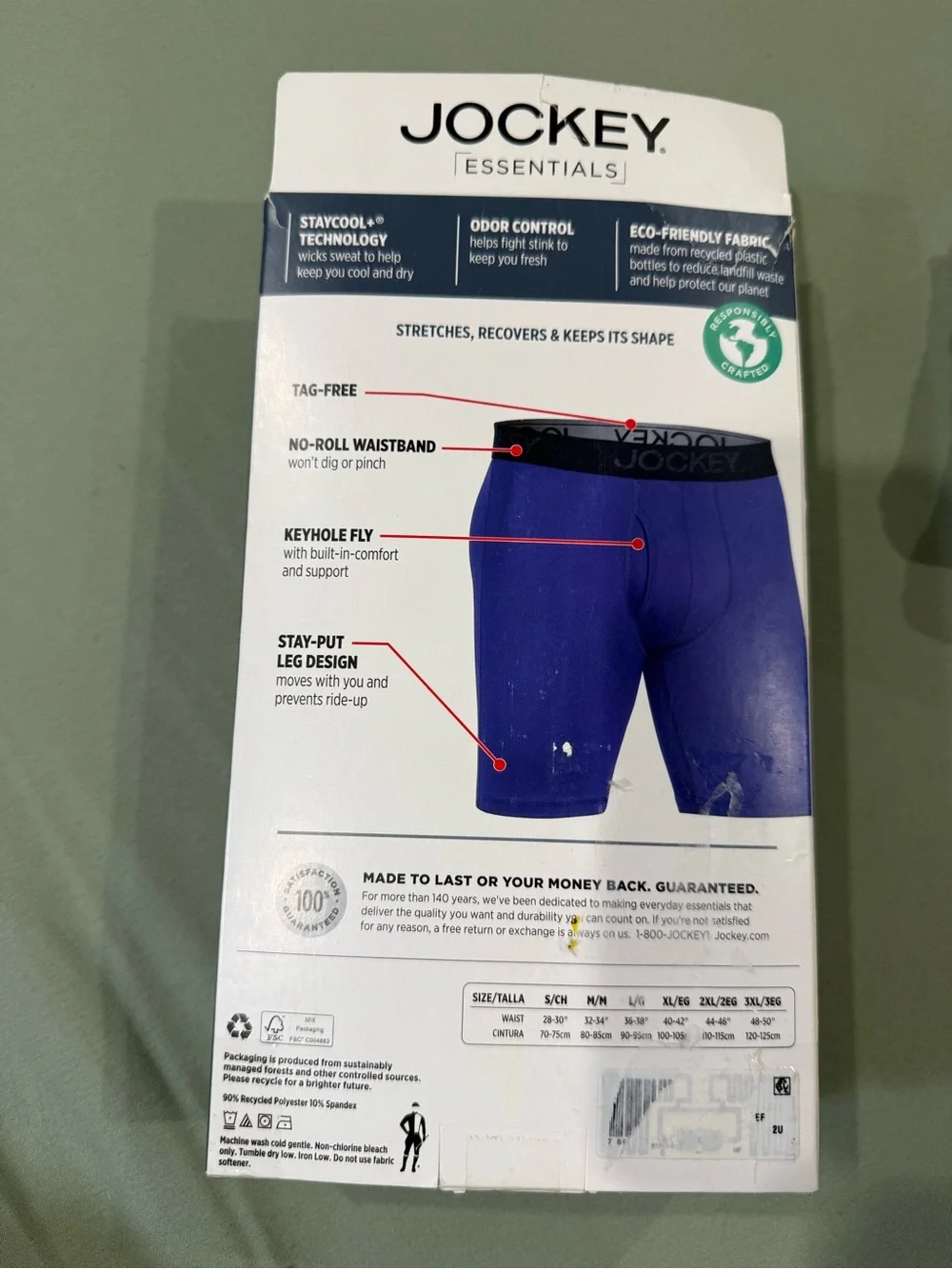 Jockey Essentials Light Blue and Black Boxer Briefs (3 Pack)